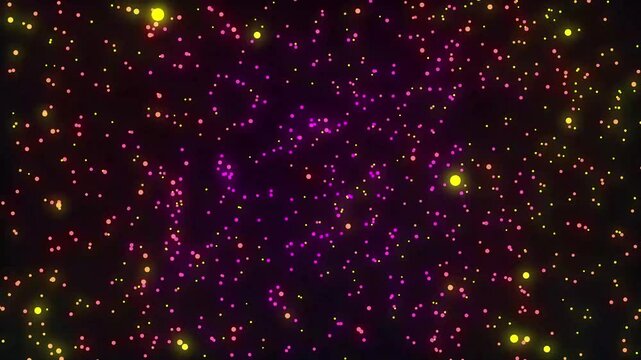Glowing Pink and Yellow Particles Rotating in 3d Space