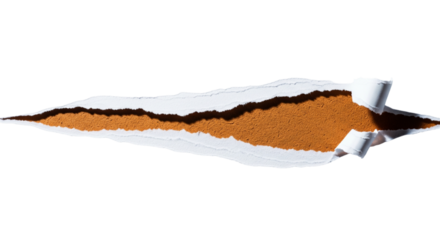 Revealing earthy textures behind torn paper, a bold, creative concept