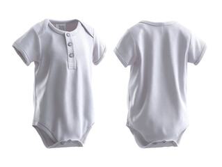 Naklejka premium White baby bodysuit shown front and back on a white background.