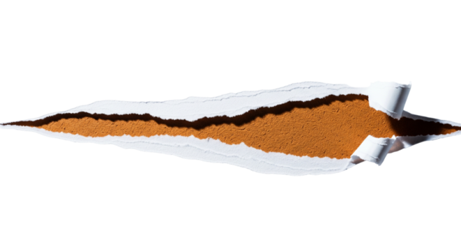 Revealing earthy textures behind torn paper, a bold, creative concept