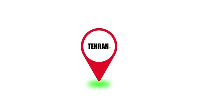 location of the city of TEHRAN, the name of the place with the location has been shown, sign animated in 4k alpha channel, gps navigation map system showing destination route and city streets.