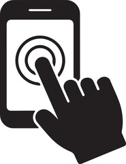 Touchscreen Interaction Silhouette Icon Smartphone Tap Gesture Symbol Vector 