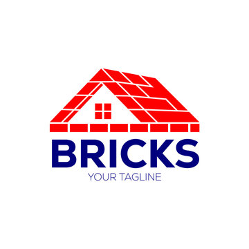 Bricks logo, construction logo, home renovation logo, house repair logo, mortgage logo, real estate logo, bricks vector