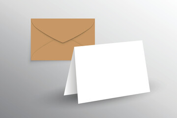 Opened Pink Paper Envelope Mockup With Shadow Isolated On White Background. EPS10 Vector