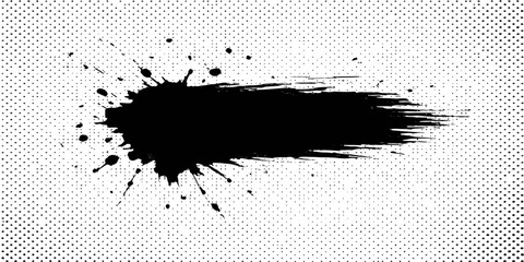 Abstract grunge background with black ink splash vector illustration design element texture