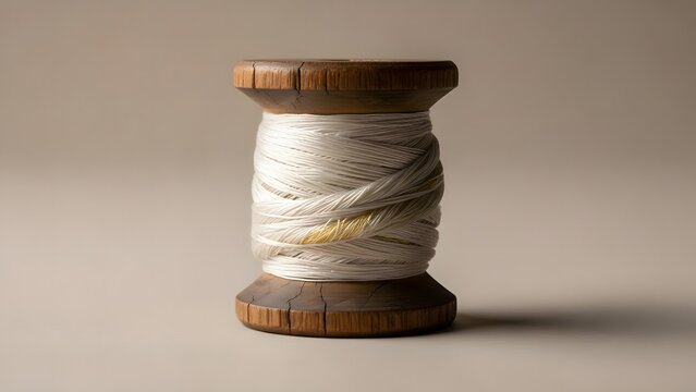 Rustic Spool of Thread with Vintage Charm A Timeless Sewing Accessory for Crafting and Creative Projects Depicting Tradition and Handcraftsmanship in a Warm and Inviting Studio Setting - Powered by Adobe