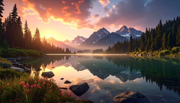 sunrise in the mountains