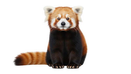 Obraz premium Cute red panda sitting and looking forward isolated PNG with Transparent Background