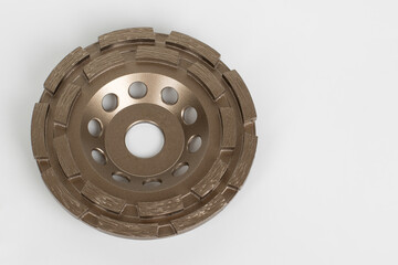  Grinding offset diamond wheel a double row of segments for dry grinding of concrete., brick, stone materials  for angle grinder on white background