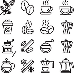 Collection of coffee themed icons for various uses