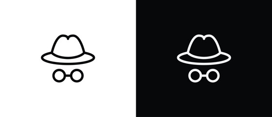 Incognito mode icon. Cybersecurity linear icon. Network Security, thin vector lines on a transparent and black background. Editable stroke.