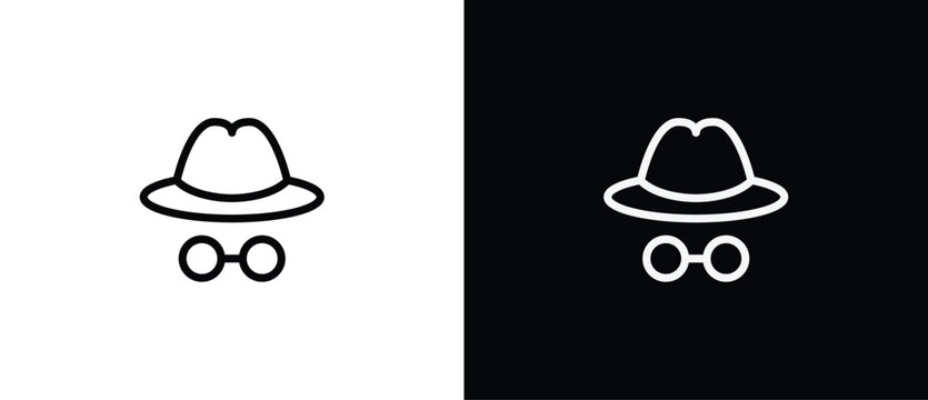 Incognito mode icon. Cybersecurity linear icon. Network Security, thin vector lines on a transparent and black background. Editable stroke.