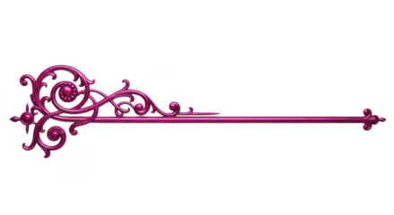 Decorative pink ornamental flourish divider on transparent background
