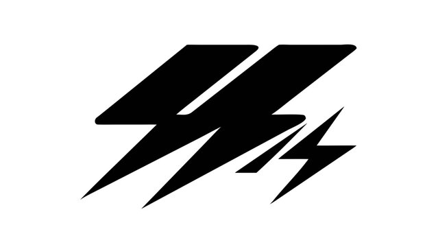 Lightning bolt icon, black lightning symbol, electric strike vector, thunderbolt graphic