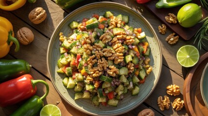 National dishes of Brazilian cuisine. 
Walnut salad.