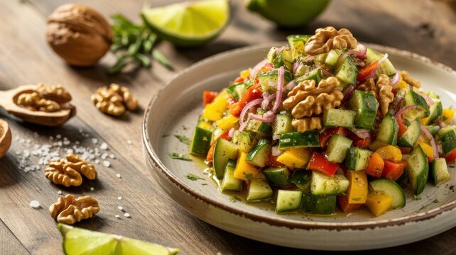 National dishes of Brazilian cuisine. 
Walnut salad.