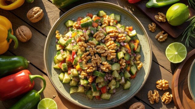 National dishes of Brazilian cuisine. 
Walnut salad. - Powered by Adobe