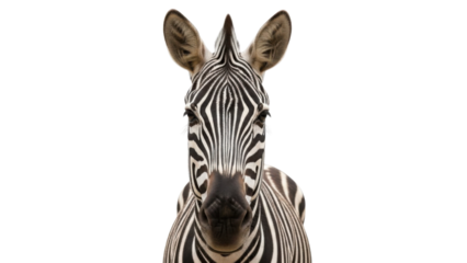 Zebra portrait, close-up on face isolated PNG with Transparent Background