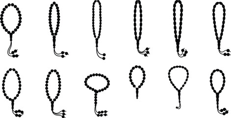 Vintage hand drawn illustration of various styles of curtain tiebacks
