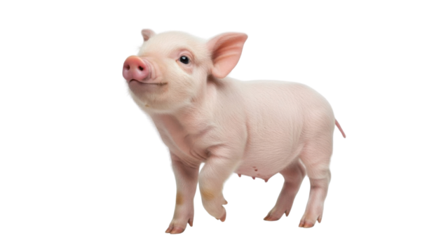 Cute pink piglet walking forward isolated PNG with Transparent Background - Powered by Adobe