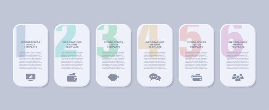 Business infographic template process with 6 options or steps. Vector illustration.
