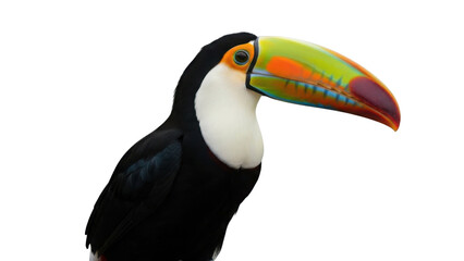 Fototapeta premium Colorful toucan bird with a very large bill isolated PNG with Transparent Background