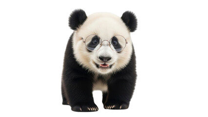Fototapeta premium Portrait of a Panda Bear wearing glasses isolated PNG with Transparent Background
