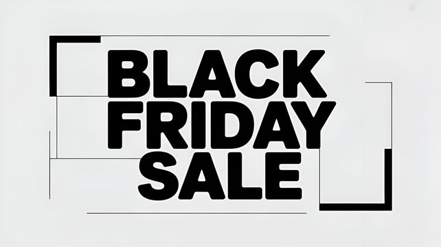 Black friday sale text in bold black letters with geometric frame on white background