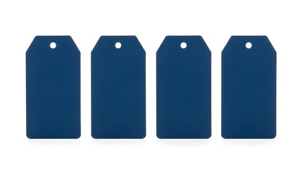 4 blank , dark blue, verticle price tags in white background.