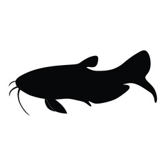 Fototapeta premium Detailed Silhouette of a Catfish Fish in Black and White Style