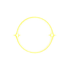 Abstract glowing orange and yellow ring with sharp horizontal light flares on a Transparent Background