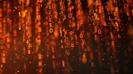 Glowing numeric matrix in amber tones. AI image