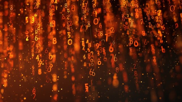 Glowing numeric matrix in amber tones. AI image