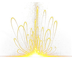 Golden Particle Explosion Bursting Upwards on Transparent Background with Abstract Light Trails