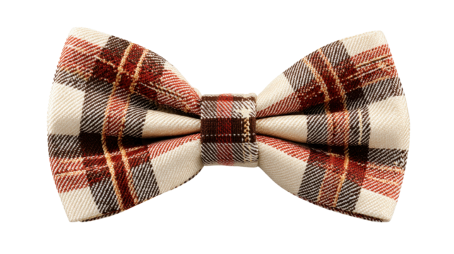 Plaid bow tie on transparent background, textile fashion accessory for formal wear, elegant men's clothing detail, festive apparel for celebrations and special events, png