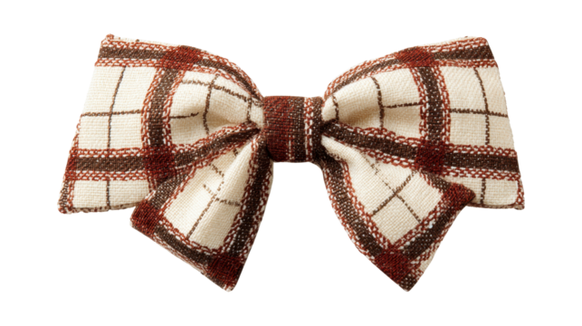 Plaid fabric bow. A classic fashion accessory or decorative element for clothing. Crafts. And festive occasions. Featuring a check pattern and cozy textile texture, png