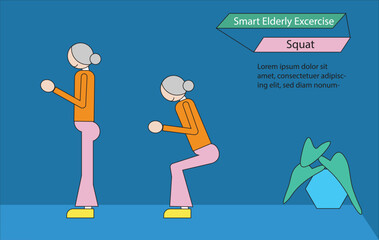 Elderly people exercise by sitting in the air, holding for ten seconds.