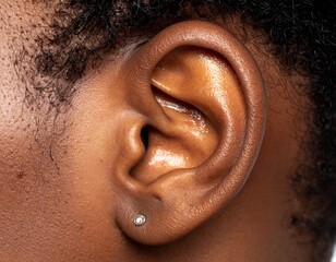 Macro Close-up of a Human Ear with Detailed Skin Texture