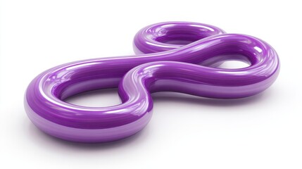 Infinity symbol 3d rendering with glossy purple texture illustrating endless possibilities, continuous loops, constant growth, and limitless concepts on white background
