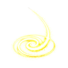 Vibrant Yellow Swirling Energy Vortex with Sparkling Trail on Transparent Background Isolated Abstract Graphic