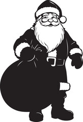 Santa Claus Holding Gift Bag Silhouette Vector – Christmas EPS Illustration