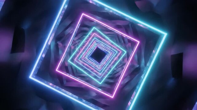 Enter the Neon Tunnel: A hypnotic journey into the future with vibrant glowing lights and abstract shapes perfect for cutting edge visuals