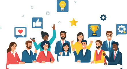 Diverse team celebrating success and sharing innovative ideas in a collaborative workspace.