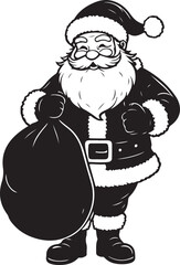 Santa Claus Holding Gift Bag Silhouette Vector – Christmas EPS Illustration