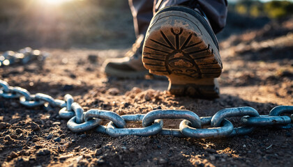 Foot stepping through cracked glass, symbolizing breaking limits