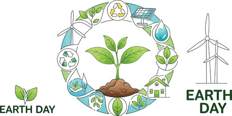 Growing plant symbolizes environmental sustainability and clean energy for a healthy planet