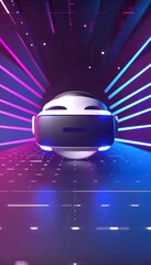 Futuristic vr gaming room with neon lights for an immersive virtual reality experience