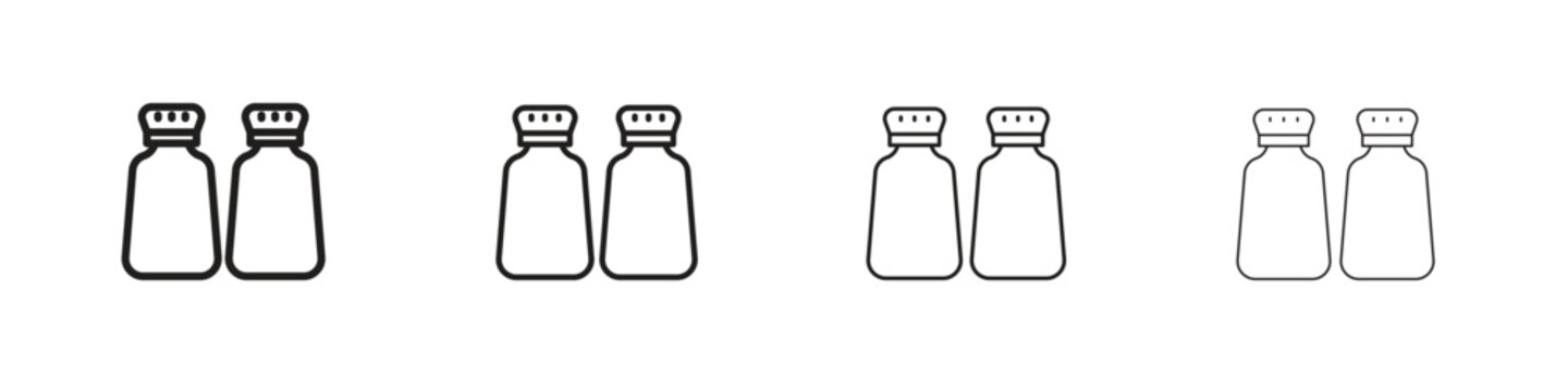 Salt and pepper shakers icons collection web design, minimal line style