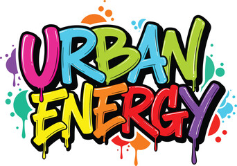 vibrant solid color urban energy graffiti text effect vector design