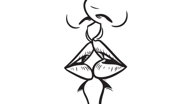 An Abstract Black and White Image of Two Faces Almost Kissing and Touching Lips Showing Intimacy